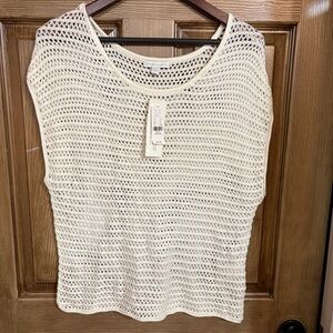 NY & Company White Crochet Summer Top Women’s Medium